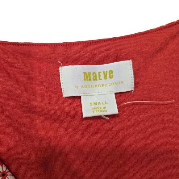 Anthropologie Maeve Brianne Fit & Flare Dress Womens Small Orange Floral Stretch - Picture 5 of 7